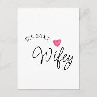 Wifey red heart est. Year future wife valentine's Postkarte
