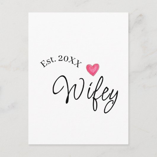 Wifey red heart est. Year future wife valentine's Postkarte (Vorderseite)