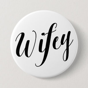 Wifey schwarzer Skript-Knopf Button