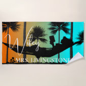 Wifey Script, Name hinzufügen, Tropical, Strandhan Strandtuch (Vorderseite)