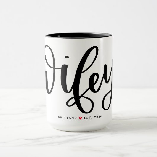 Wifey Simple Black Letters Custom Tasse (Zentrum)