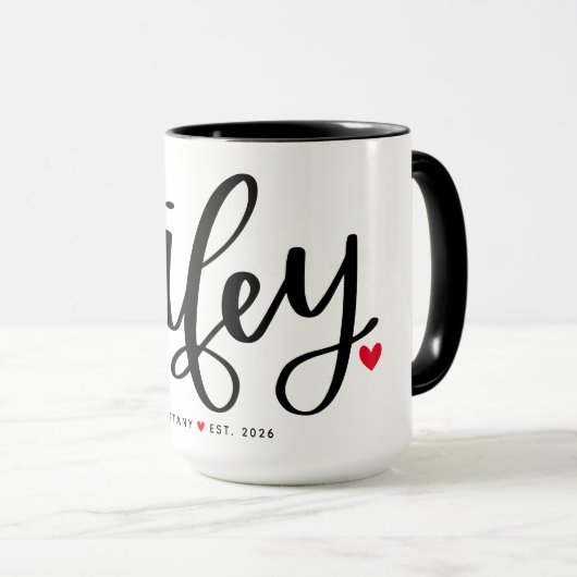 Wifey Simple Black Letters Custom Tasse (VorderseiteRechts)