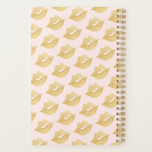 Wifey | Stilvolle goldene Lippen und rosafarbener Planer (Rückseite)