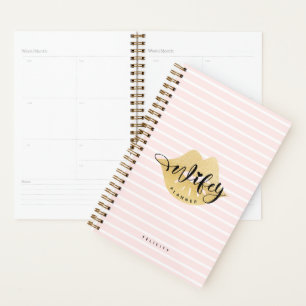 Wifey Stilvolle goldene Lippen und rosafarbener Planer