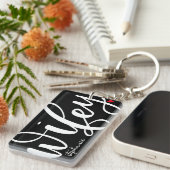 Wifey | Weißes Textdesign mit Foto Schlüsselanhänger (Vorderseite rechts)