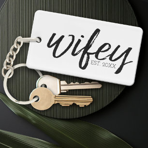 Wifey - Whimsical Black Calligraphy for the Bride Schlüsselanhänger