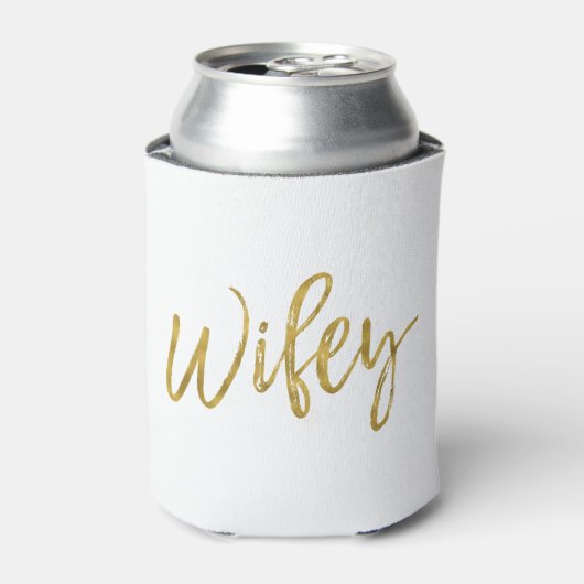Wifey White and Gold Foil Can Cooler Dosenkühler (Kanne Vorderseite)