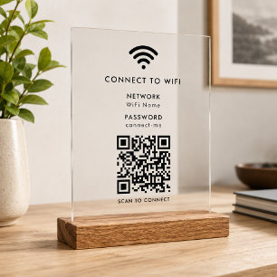WiFi-Acrylschild   QR-Code-Scan zum Verbinden von  Acrylschild