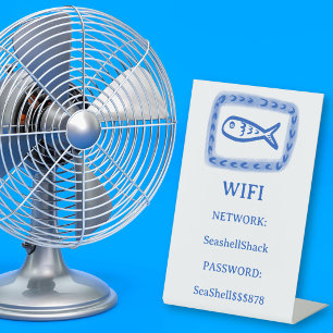 WIFI-Anmeldebildschirm Fisch Strand Ferienvermietu Sockelschild