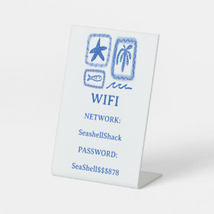 WIFI-Anmeldeinformationen Strand-Ferienvermietung  Sockelschild