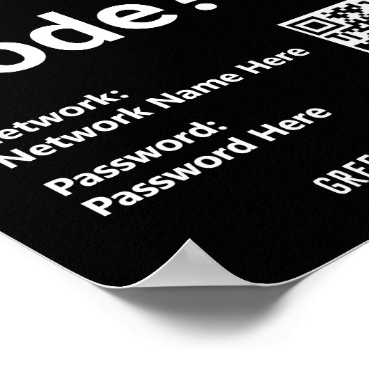 WiFi-Anweisungen mit QR-Code auf Poster (Ecke)