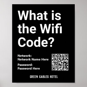 WiFi-Anweisungen mit QR-Code auf Poster