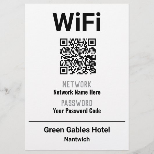 WiFi-Anweisungen mit QR-Code Flyer (Vorne)