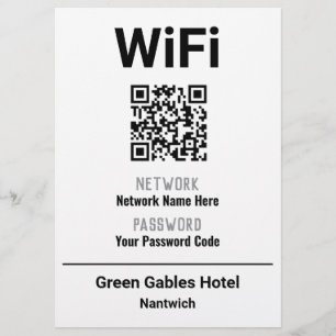 WiFi-Anweisungen mit QR-Code Flyer
