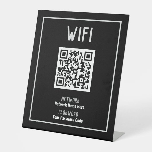 WiFi-Anweisungen mit QR-Code-Pedestal-Zeichen Sockelschild (Vorderseite)