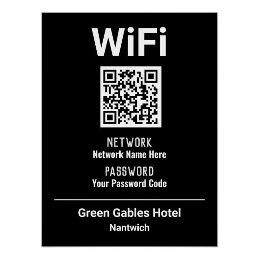 WiFi-Anweisungen mit QR-Code Poster (Vorderseite)