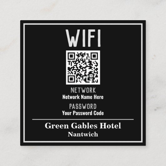 WiFi-Anweisungen mit QR-Code Quadratische Visitenkarte (Rückseite)
