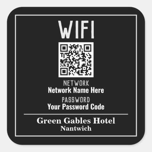 WiFi-Anweisungen mit QR-Code Quadratischer Aufkleber (Vorderseite)