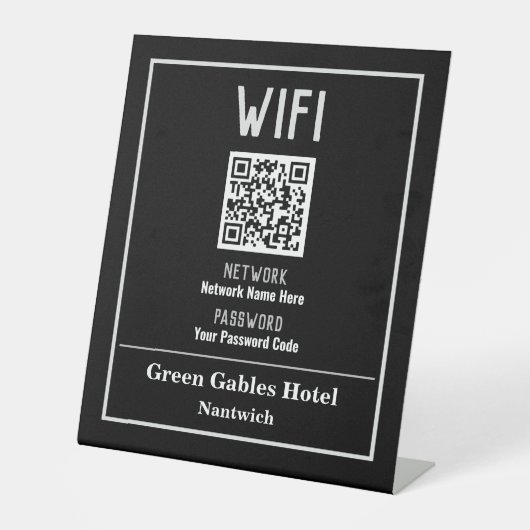 WiFi-Anweisungen mit QR-Code Sockelschild (Vorderseite)