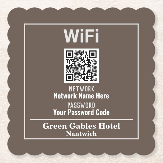 WiFi-Anweisungen mit QR-Code Untersetzer (Vorderseite)