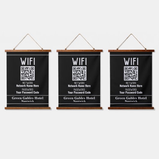 WiFi-Anweisungen mit QR-Code Wandteppich Mit Holzrahmen (Dreifach)