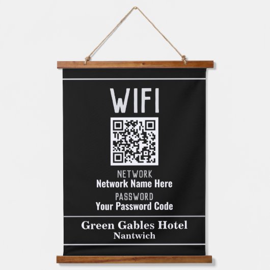 WiFi-Anweisungen mit QR-Code Wandteppich Mit Holzrahmen (Vorderseite 3)