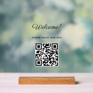 WIFI Begrüßung Akryllisches Zeichen mit QR-Code Acrylschild