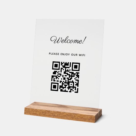 WIFI Begrüßung Akryllisches Zeichen mit QR-Code Acrylschild (Winkel)