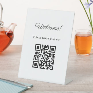 WIFI Begrüßungszeichen mit QR-Code Sockelschild