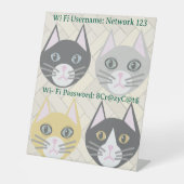 WiFI Benutzername und Kennwort Unterschrift, Katze Sockelschild (Vorderseite)