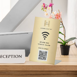 Wifi Business Logo qcode Scan zu verbinden Gold Sockelschild