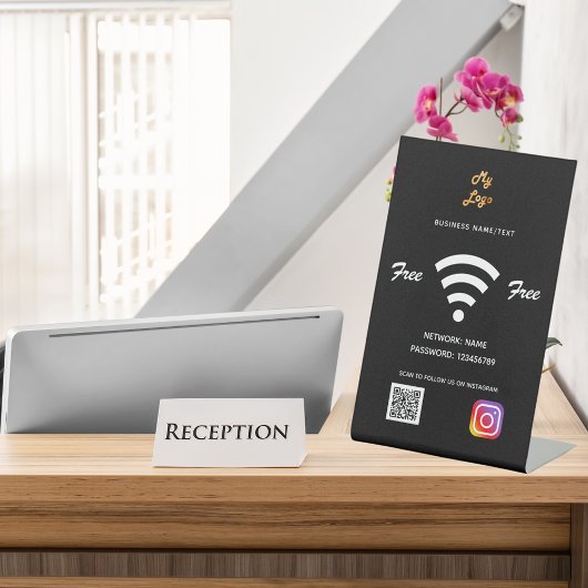 Wifi Business Logo qr Code Instragram schwarz Sockelschild
