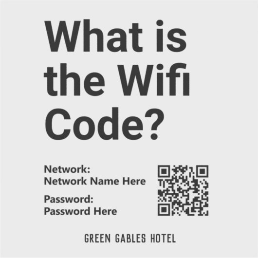 WiFi-Code mit QR-Code auf einem Aufkleber (Vorderseite)