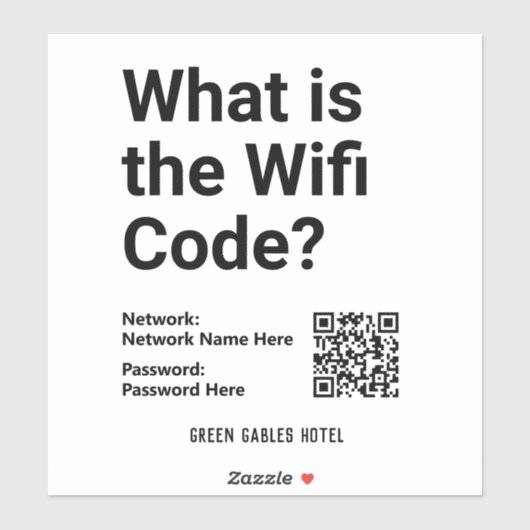 WiFi-Code mit QR-Code auf einem Aufkleber (Blatt)