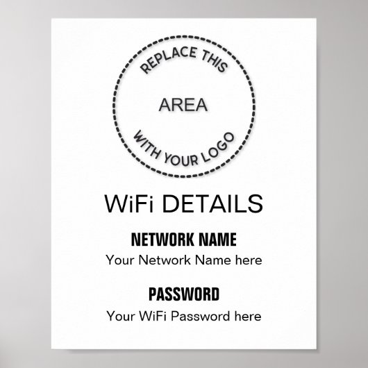 WiFi-Daten für Ihr Firmenlogo für Besucher Poster (Vorne)