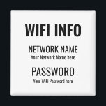 WiFi Details Einfach schwarz Typografisch weiß Magnet<br><div class="desc">Ein praktischer Weg,  Ihre WiFi-Details immer zur Hand für Besucher auf Ihrer Zuhause behalten,  mit diesem Magnet für Ihren Kühlschrank,  mit vereinfachenden schwarzen Typografie auf einem weißen Hintergrund. Personalisieren Sie sich einfach mit Ihren eigenen Netzwerkinformationen und Ihrem Passwort.</div>