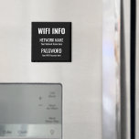 WiFi-Details Einfach weißes typografisches Schwarz Magnet<br><div class="desc">Ein praktischer Weg,  Ihre WiFi-Details immer zur Hand für Besucher auf Ihrer Zuhause behalten,  mit diesem Magnet für Ihren Kühlschrank,  mit einfachen weißen Typografie auf einem schwarzen Hintergrund. Personalisieren Sie sich einfach mit Ihren eigenen Netzwerkinformationen und Ihrem Passwort.</div>