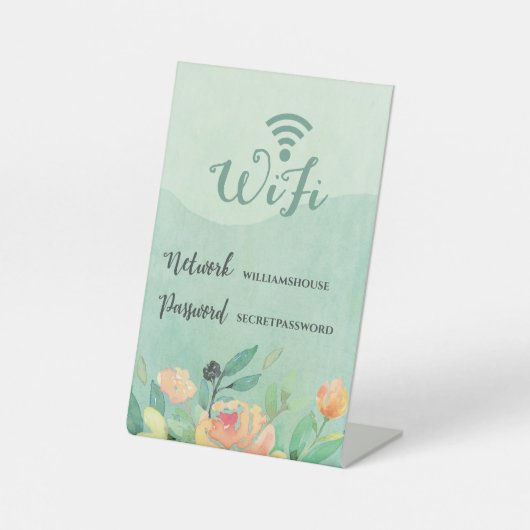 WiFi Family Guest Office - Blumenkennwort Internet Sockelschild (Vorderseite)