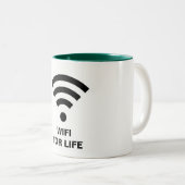 WIFI FÜR LEBEN Jäger-Grün 11 Unze Zwei-Ton Tasse (VorderseiteRechts)