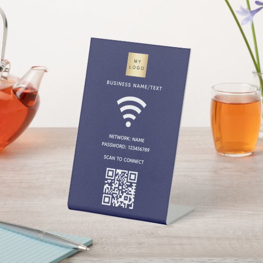 Wifi-Geschäftslogo QN-Code-Prüfung für blaue Verbi Sockelschild (In SItu)