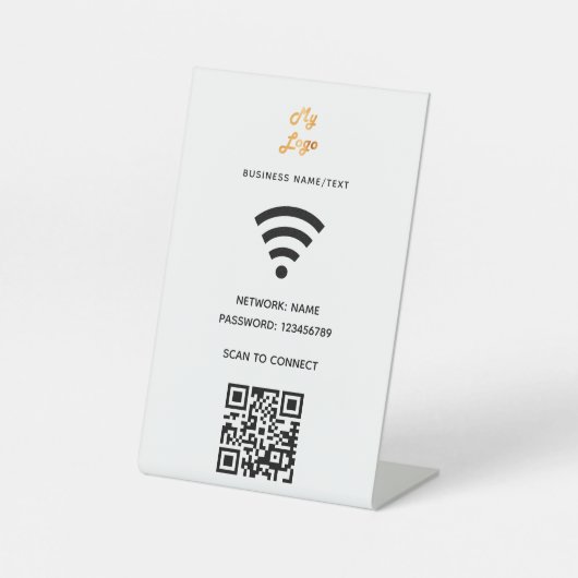 Wifi-Geschäftslogo QN-Code-Prüfung für Verbindung Sockelschild (Vorderseite)