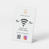 Wifi-Geschäftslogo qr-Code Instragram weiß Sockelschild (Vorderseite)