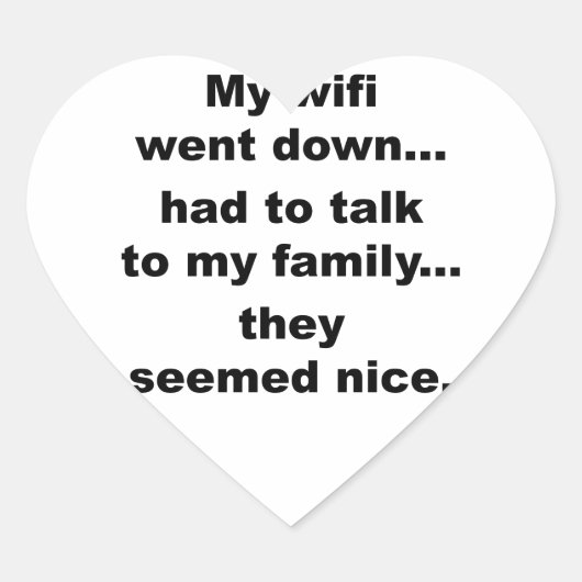 WIFI HERUNTER! Herz-Aufkleber (Vorderseite)