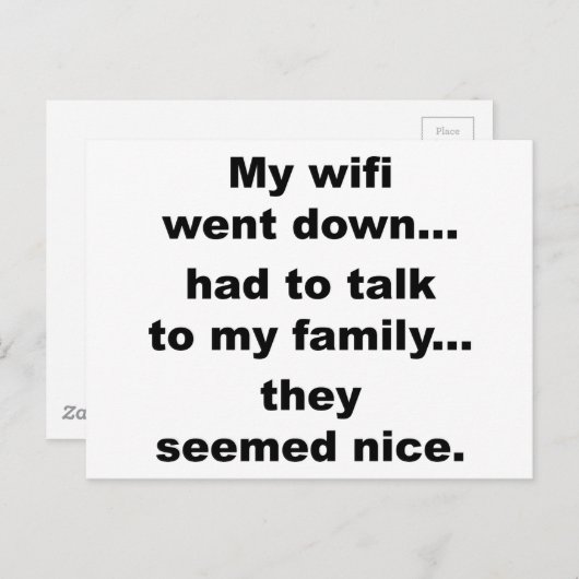 WIFI HERUNTER! POSTKARTE (Vorne/Hinten)