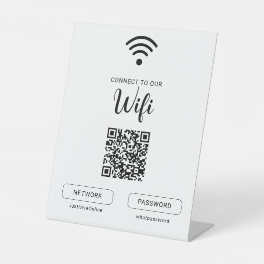 Wifi Info Sign Connect Online Minimal Modern Sign Sockelschild (Vorderseite)