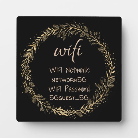 WIFI-Informationskennwort Gold Black Fotoplatte (Vorderseite)