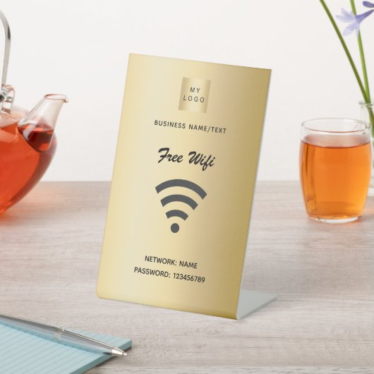 WiFi Internet Business Logo Gold Sockelschild (In SItu)