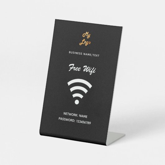 Wifi Internet Business Logo Schwarz-weiß Sockelschild (Vorderseite)