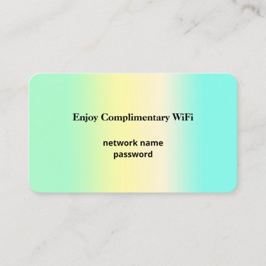 WiFi Internet Network und Password Guest Visitenkarte (Rückseite)