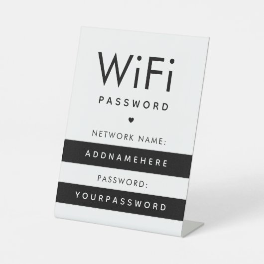 WiFi-Kennwort-Code Internet-Netzwerk Striptes Herz Sockelschild (Vorderseite)